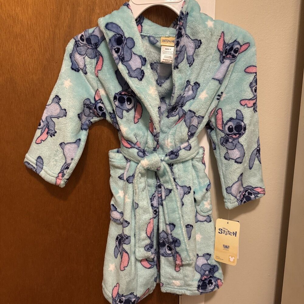 Disney Girls Lilo and Stitch Robe Size 4 Pajama & Swimsuit Cover Up Bathrobe